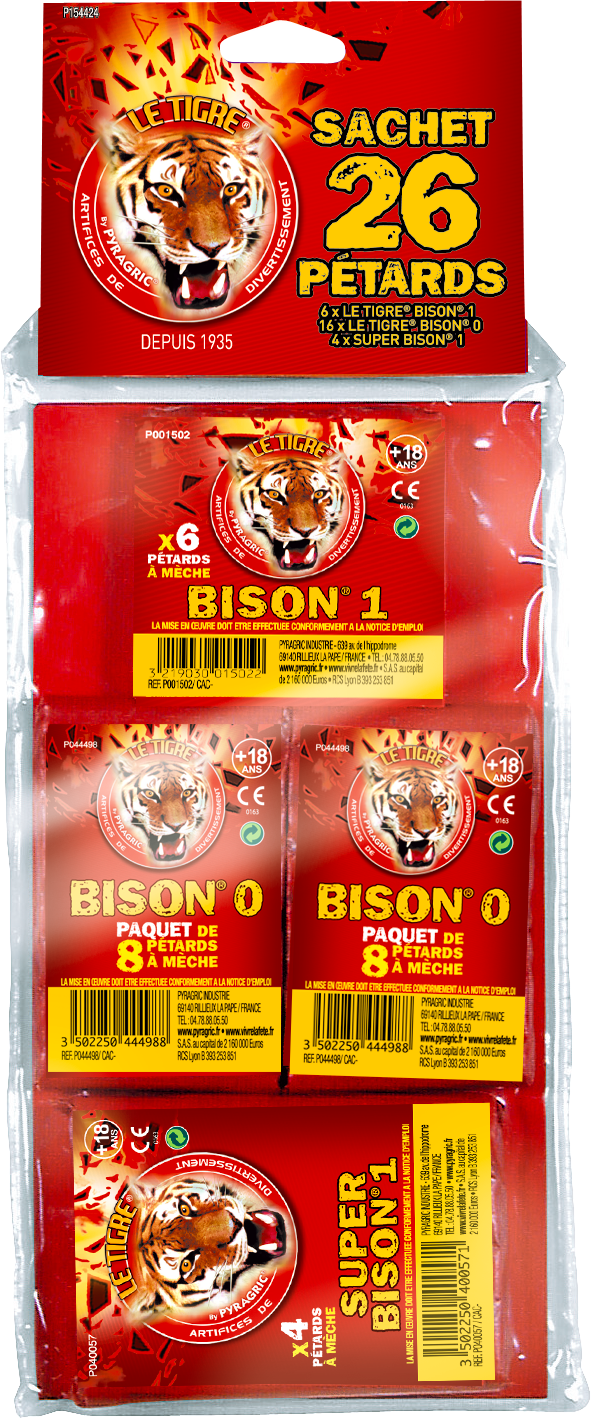 BISON® 2 - 4 cartouches x 20 paquets : Pétards « Le Tigre » sur